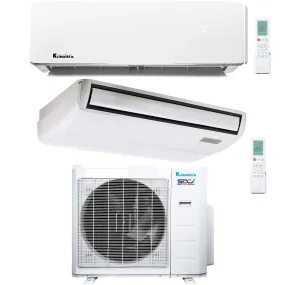 2-Zone Klimaire 23.5 SEER2 Multi Split Wall Mount Floor-ceiling Air Conditioner Heat Pump System 18 18