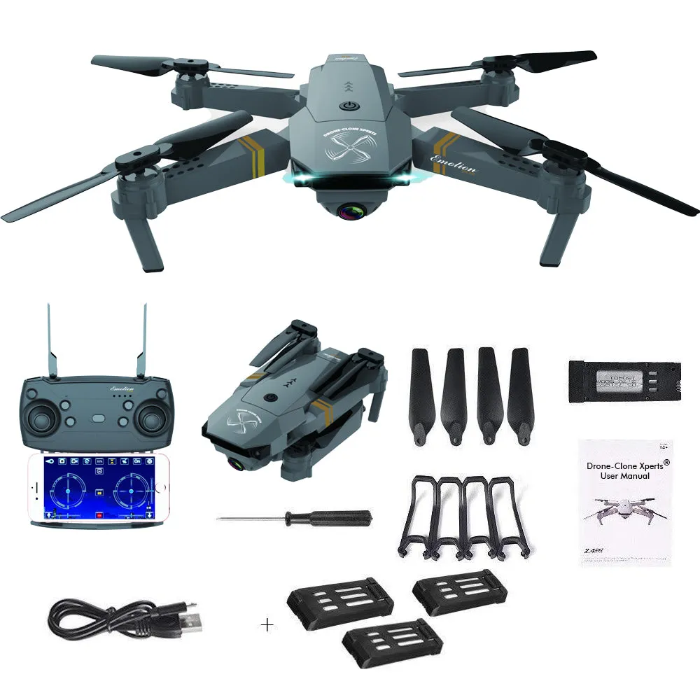 Black Bird 4K Drone Extreme Upgrade w/ Extra Batteries HD Camera Live Video WiFi FPV Voice Command