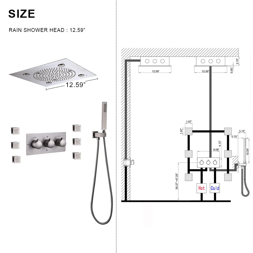 Brushed Nickel 3-Function LED Complete Shower Jet System RB0832