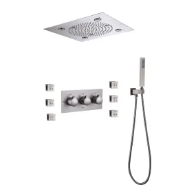 Brushed Nickel 3-Function LED Complete Shower Jet System RB0832