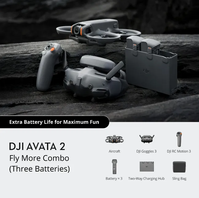 DJI Avata 2 Fly More Combo (Three Batteries) FPV Flight Experience Super wide 4k Camera Drone