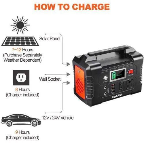 FlashFish 200W Portable Power Station 40800mAh Solar Generator