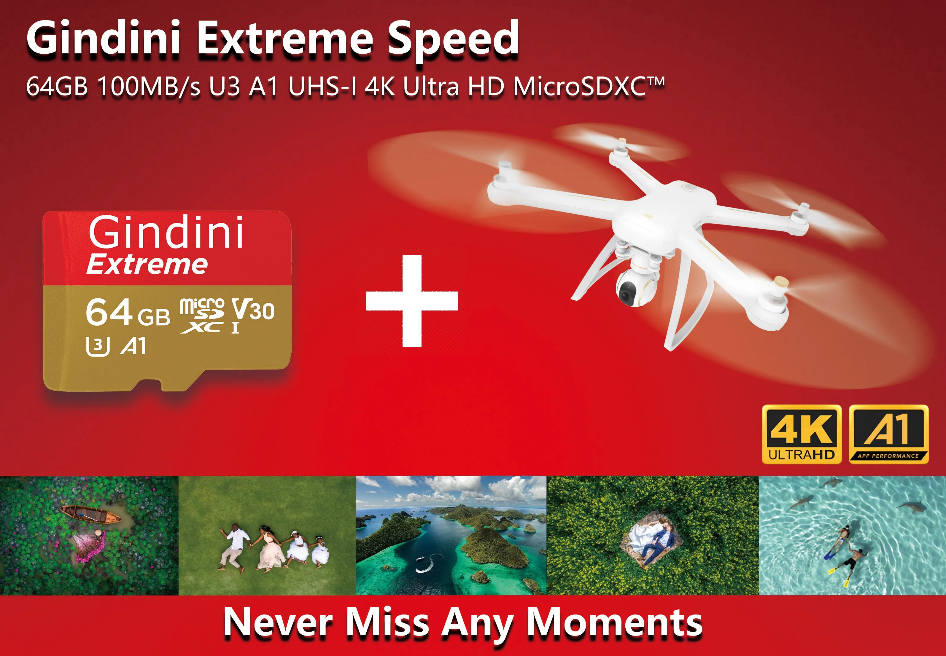 Gindini Extreme 64GB 100MB/s U3 A1 UHS-I 4K Ultra HD MicroSDXC