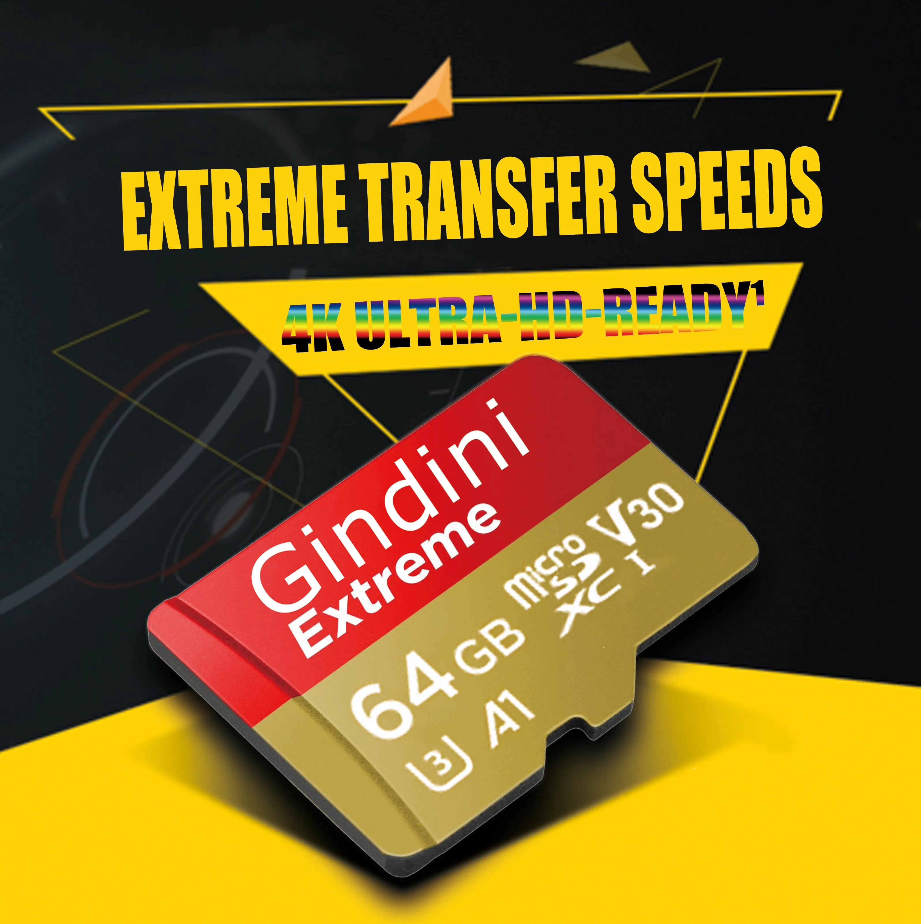 Gindini Extreme 64GB 100MB/s U3 A1 UHS-I 4K Ultra HD MicroSDXC