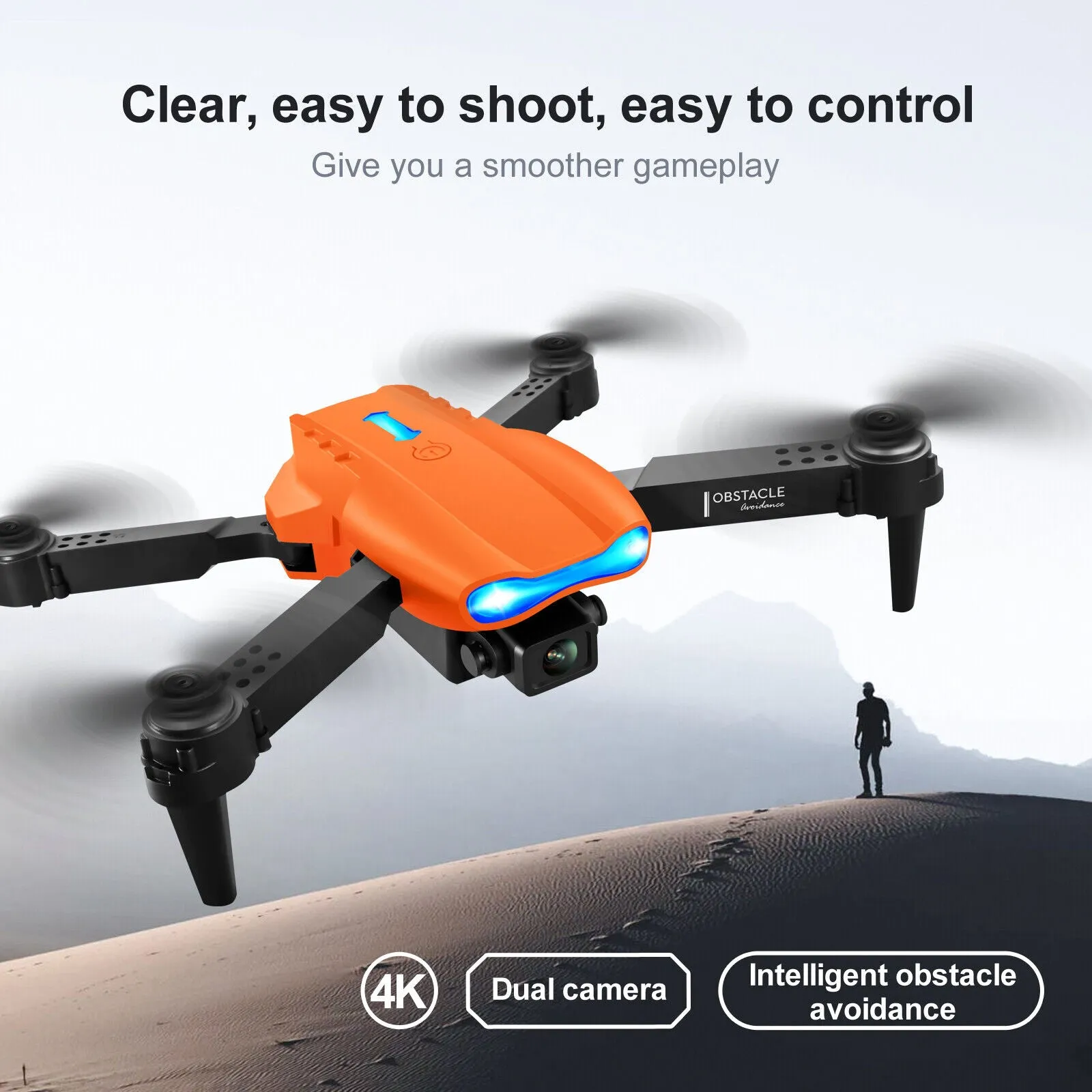 MMQuadAirX™ 4K Ultra-HD Dual Camera GPS Drone - Quadcopter, 4G, Pro, Foldable RC