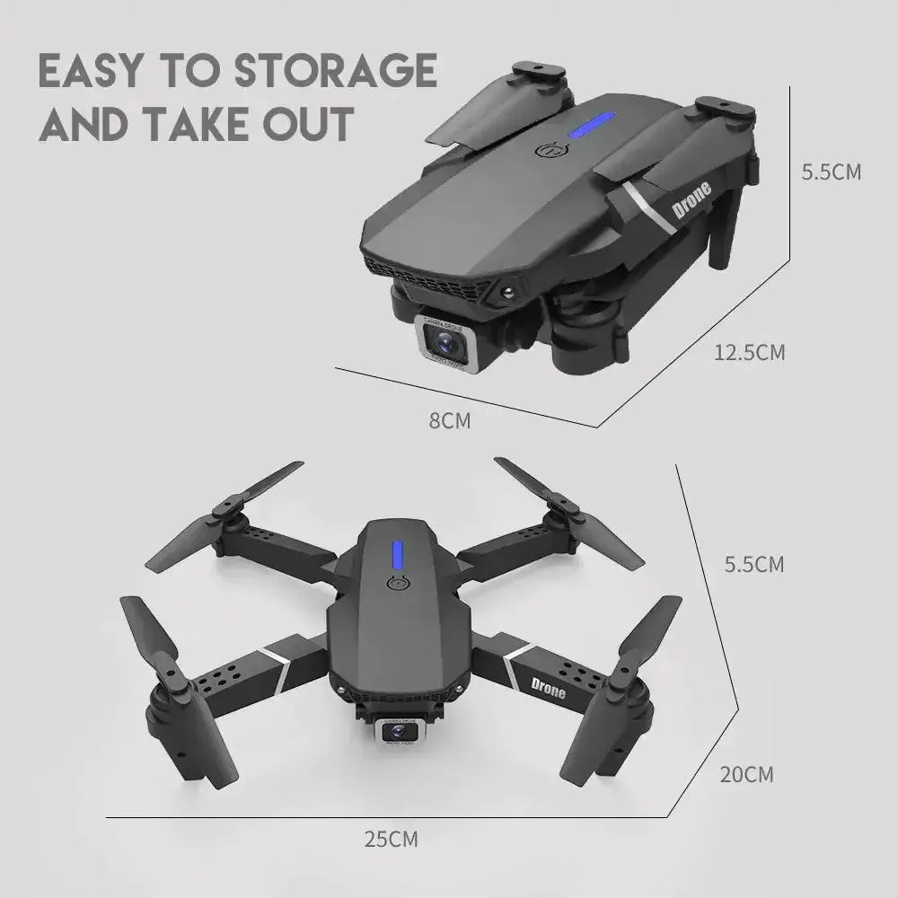 RC Drone With 4K HD Dual Camera WiFi FPV Foldable Quadcopter  4 Batteries