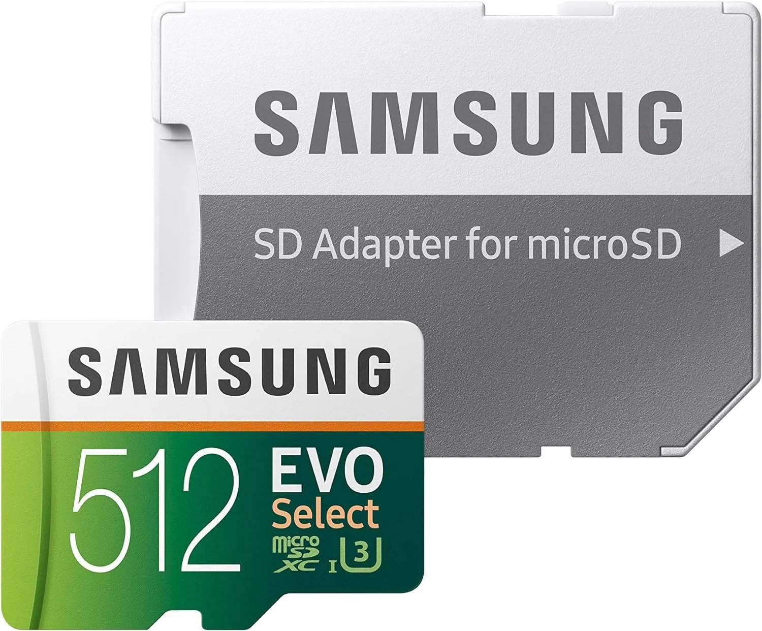 Samsung EVO Select 512GB microSD - 100MB/s Read, 90MB/s Write, Full HD & 4K UHD, with SD Adapter - For Smartphone, Tablet, Action Camera, Drone, and Notebook