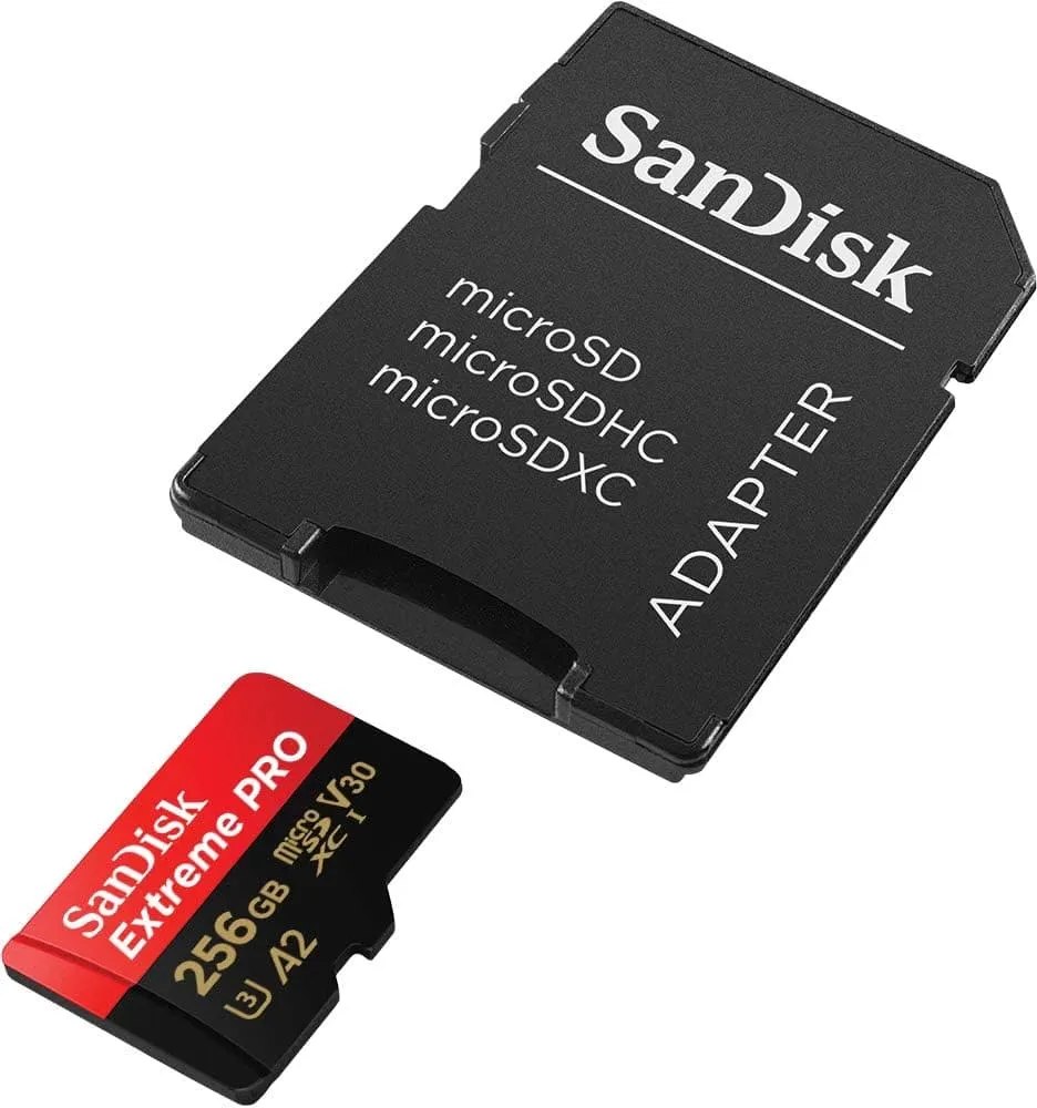 SanDisk 256GB Extreme PRO microSDXC Card   SD Adapter, Up to 200MB/s, A2 App Performance, UHS-I, Class 10, U3, V30