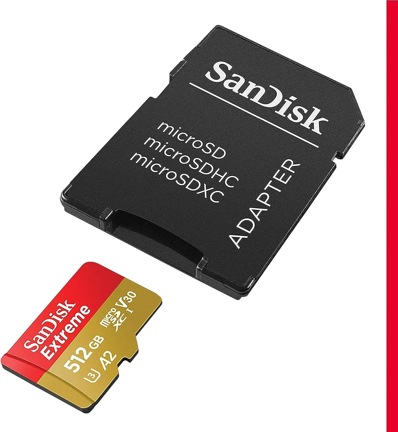 SanDisk Extreme 512GB microSDXC Memory Card   SD Adapter with A2 App Performance   Rescue Pro Deluxe, up to 160MB/s, Class 10, UHS-I, U3, V30