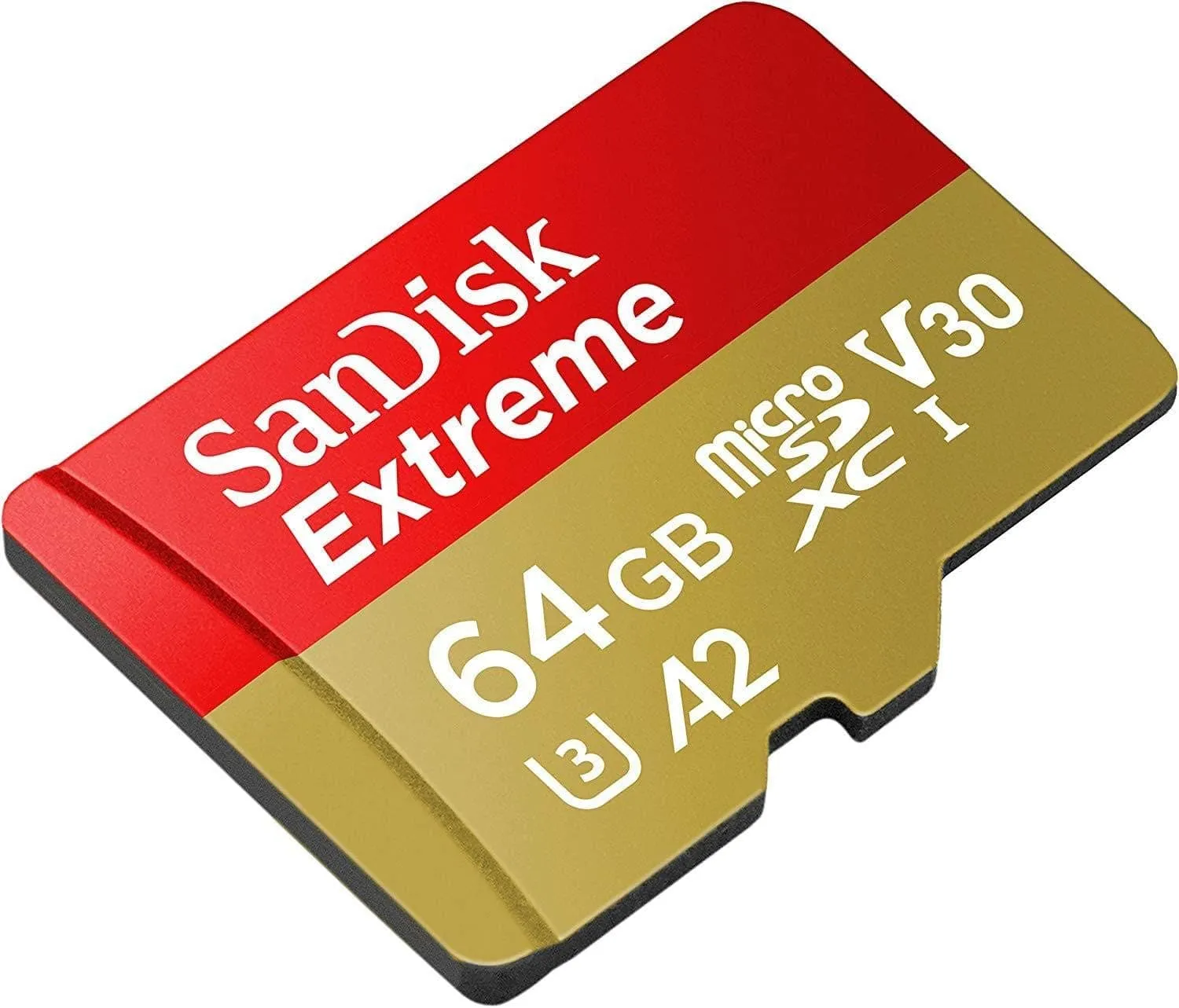 SanDisk Extreme 64 GB microSDXC Memory Card   SD Adapter with A2 App Performance   Rescue Pro Deluxe, Up to 160 MB/s, Class 10, UHS-I, U3, V30, Red/Gold